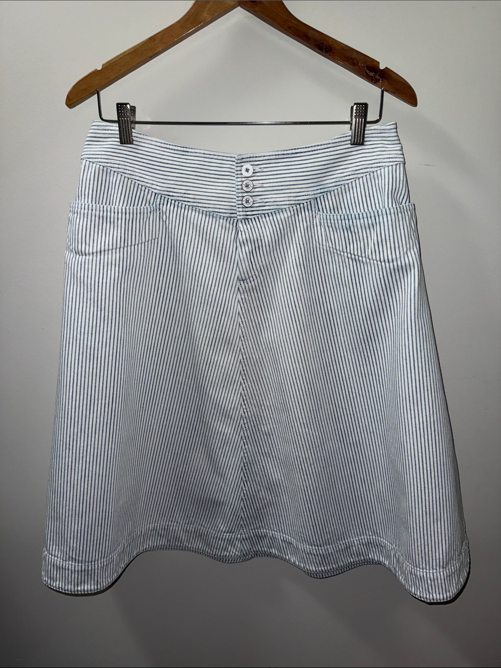 Ralph Lauren Blue and White Striped A-Line Skirt